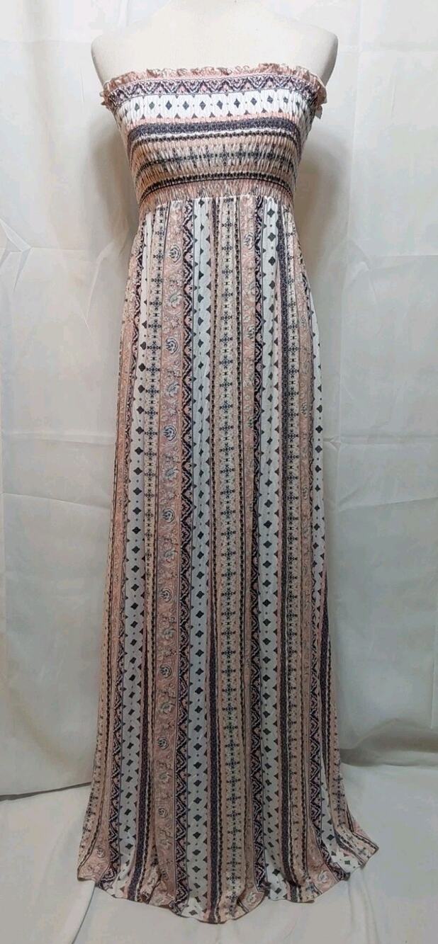 Stella Tweed Maternity Medium Pink Halter Maxi Dress With Side Slit #D110